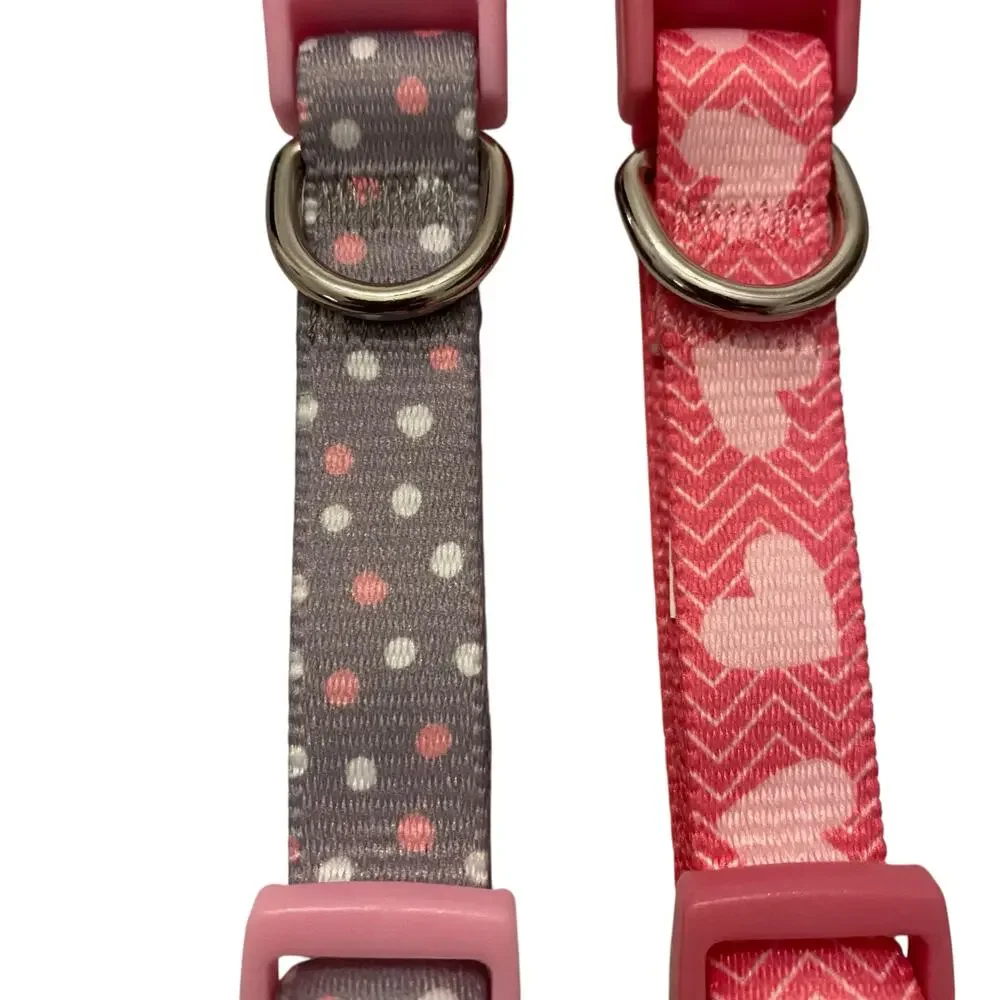 NWT Smoochie Pooch Small Dog Collar Set of TWO Polka Dot and Heart Patterns